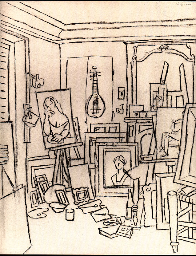 Picasso Artist's studio on street La Boetie 1920